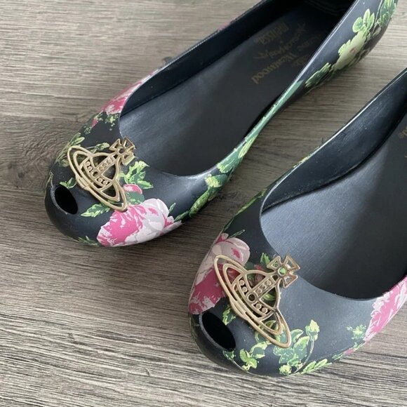 Vivienne Westwood Anglomania Melissa Floral Flats Orb Shoes - Picture 14 of 16